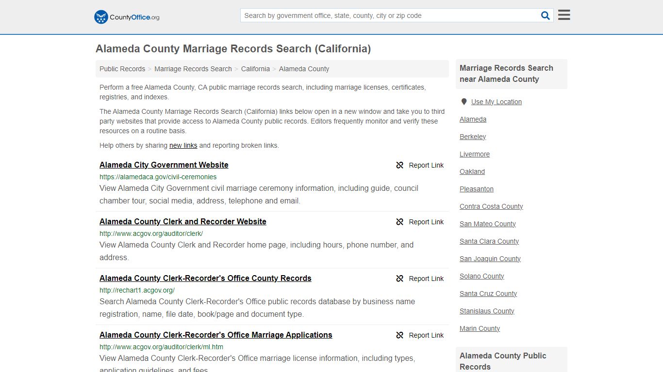 Alameda County Marriage Records Search (California) - County Office